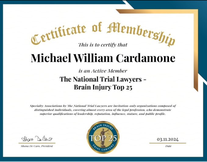 National Trial Lawyers - Brain Injury Top 25 - Michael Cardamone